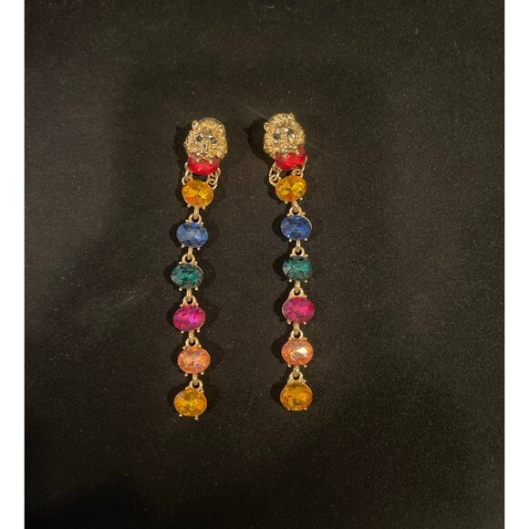 Lion Pride Colorful drop earrings Red Yellow Pink Blue Green Gold NWOT - Picture 1 of 4